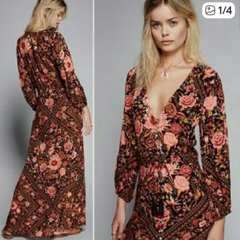 Spell Free People Babushka Gown, Amber, Size Medium - Picture 2 of 11